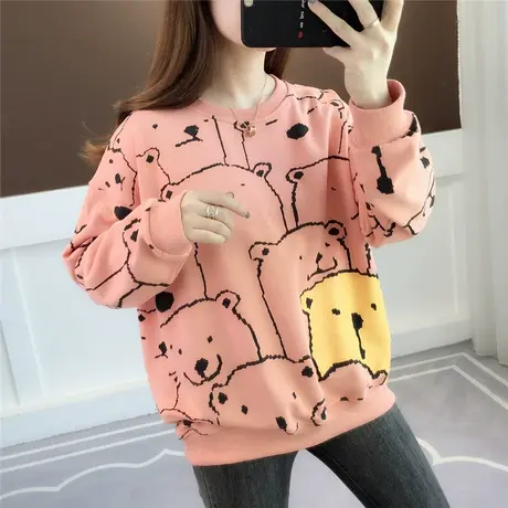 学院风卡通卫衣女2023年秋冬新款韩版宽松百搭长袖百搭上衣潮流图片