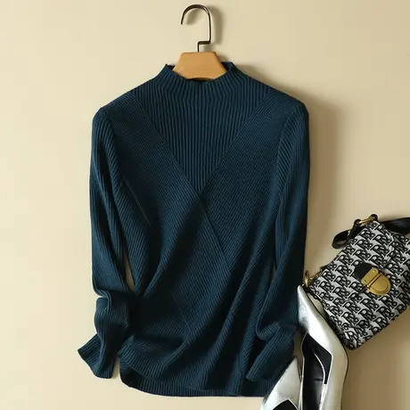 秋装2023年新款半高领针织打底衫女士显瘦毛衣女装洋气内搭上衣潮商品大图