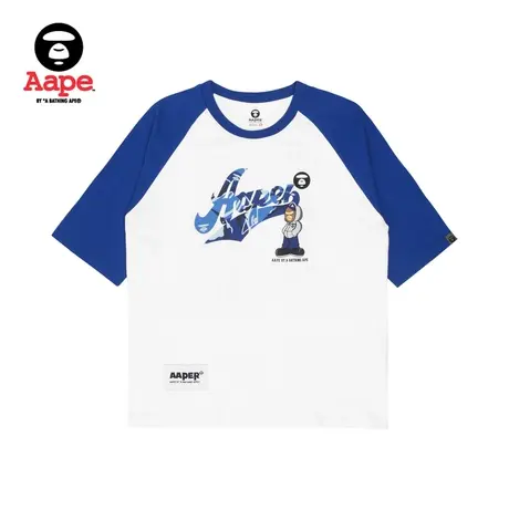AAPER男装春夏迷彩字母印花军团成员印花拼色宽松短袖T恤1262XXK商品大图