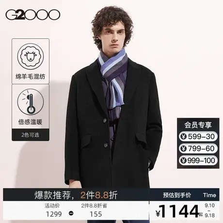 G2000羊毛大衣秋冬新款商务通勤中长款毛呢大衣时尚百搭男图片