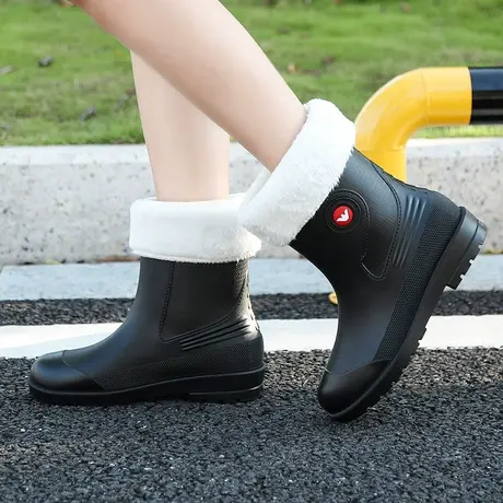 雨靴女四季通用时尚网红雨鞋防水防滑胶鞋中筒轻便加绒水鞋晴雨鞋商品大图