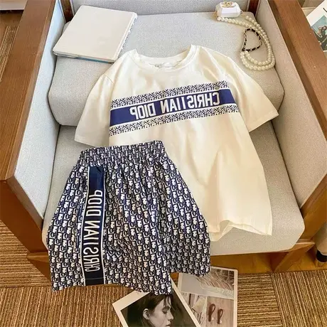 网红港风运动服套装女夏季薄款宽松时尚短袖短裤小个子休闲两件套商品大图