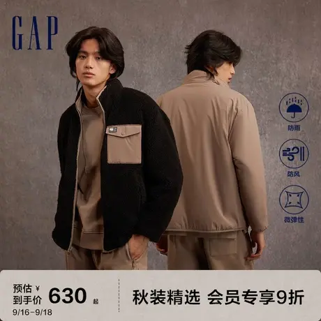 Gap男女装冬季2023新款LOGO双面穿仿羊羔绒外套770000休闲夹克图片