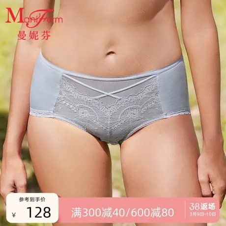 曼妮芬棉质包臀舒适中腰低角裤女士内裤棉底档底裤20640595商品大图