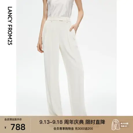朗姿高腰气质复古阔腿裤垂感显瘦职业西装裤2023年夏季新款裤子女商品大图