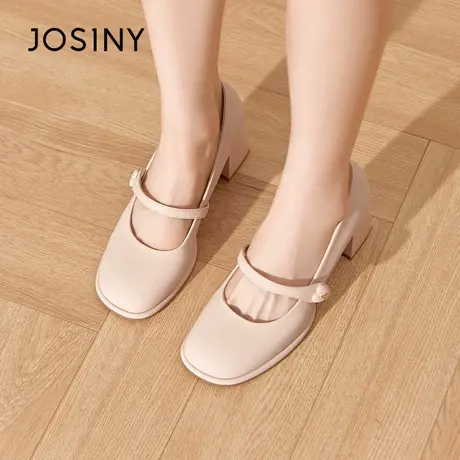 Josiny/卓诗尼复古爱心扣玛丽珍鞋2023夏秋新款气质配裙子单鞋女商品大图