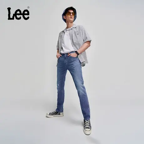 Lee商场同款101+23春夏新品精玉透凉723修身凉凉裤中蓝色男牛仔裤图片