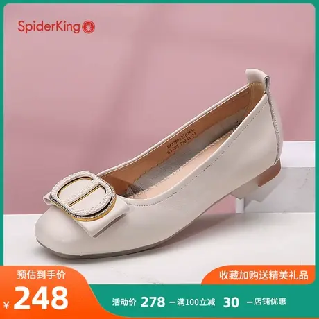 蜘蛛王女鞋2023年春秋季软底蛋卷鞋浅口皮鞋女舒适平底真皮单鞋女图片