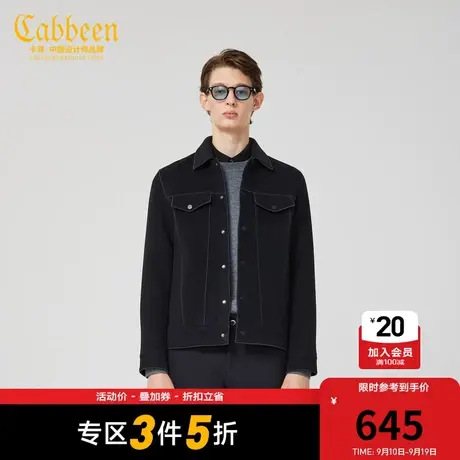 卡宾男装呢茄克时尚翻领外套潮流休闲简约街头风A图片