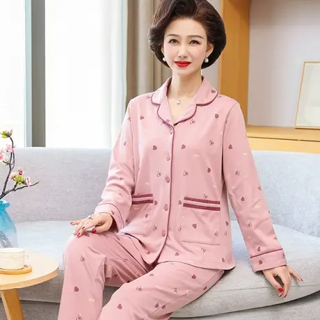 南极人纯棉睡衣女士春秋季长袖中老年妈妈家居服套装2023年新款冬图片