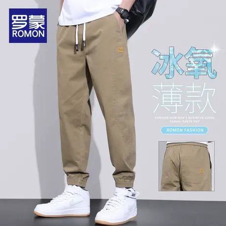 罗蒙休闲裤男夏季薄款潮牌束脚九分裤子纯棉宽松男士哈伦工装男裤商品大图