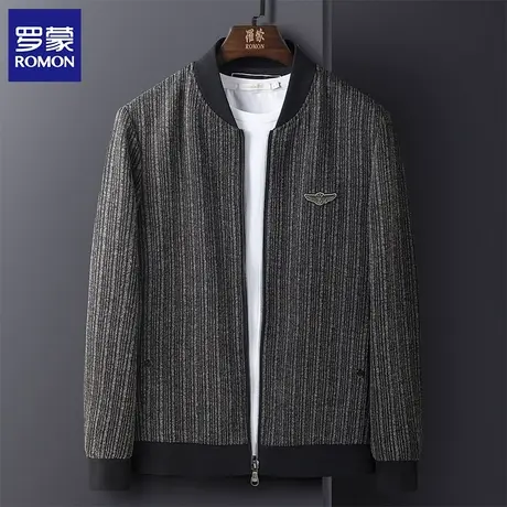 【双色双织】罗蒙男式棒球服外套时尚针织开衫舒适夹克男图片