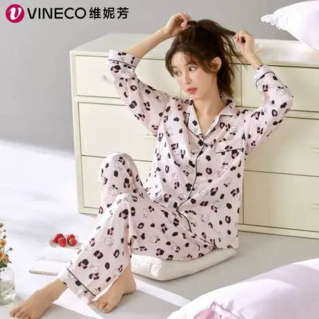 Vineco/维妮芳ins风甜美可爱猫少女涂鸦家居服商品大图