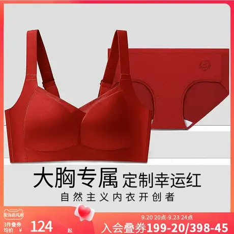润微2023兔年红色本命年结婚内衣套装女大胸显小无钢圈收副乳文胸商品大图