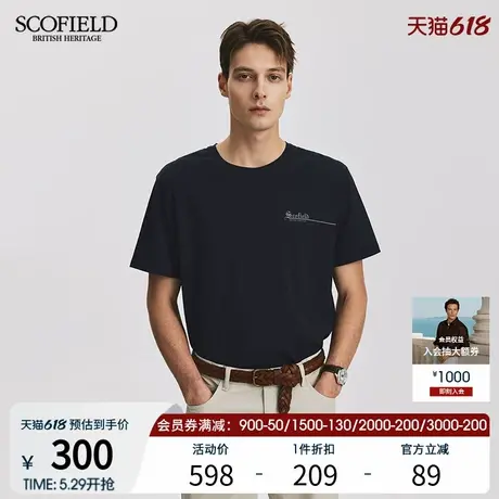 SCOFIELD男士夏季新款t恤短袖宽松潮流圆领简约休闲百搭T恤图片