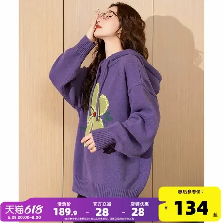 唐狮2025新款毛衣女圆领女圆领前胸图案套头百搭休闲毛线衫毛衣wp商品大图