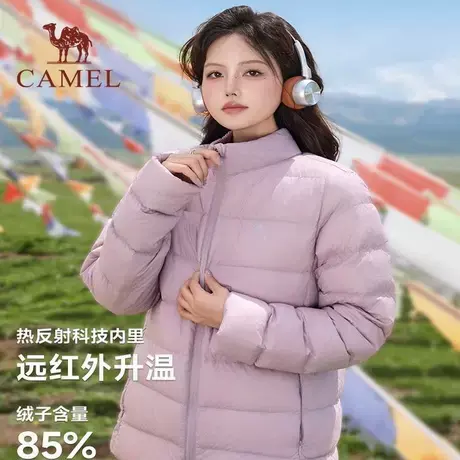 骆驼女装轻薄羽绒服2024秋冬新款情侣立领修身加厚保暖夹克短外套商品大图