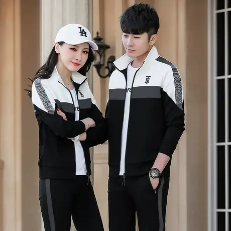 情侣运动套装2025新款春秋韩版卫衣男女跑步休闲运动服时尚情侣装图片