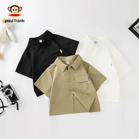 大嘴猴男童夏装衬衣2025新款夏季中大童儿童男孩夏款短袖衬衫上衣图片