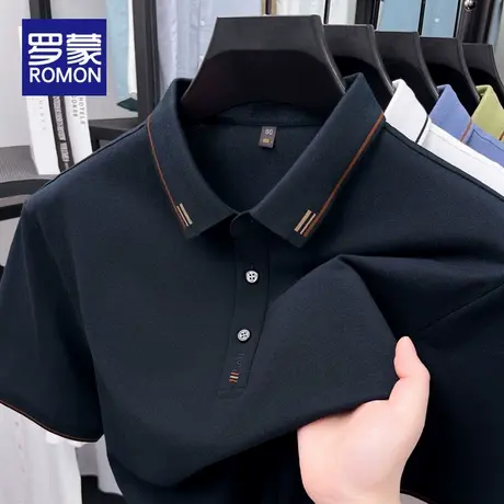 罗蒙2025新款短袖T恤男士休闲商务翻领中年爸爸装体恤POLO衫男图片