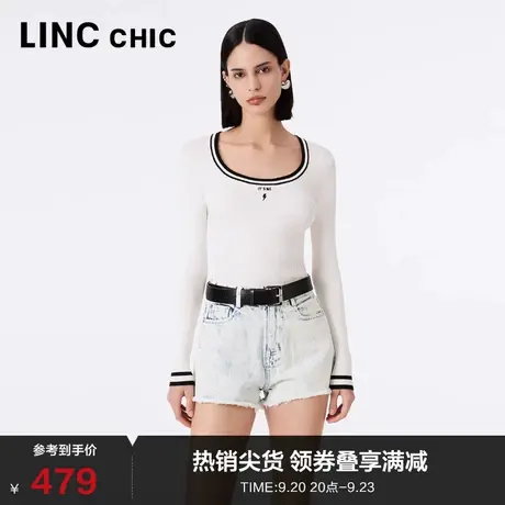 LINCCHIC金羽杰针织衫2023新款修身紧致撞色边针织衫女S233SW459Y商品大图