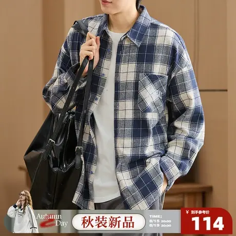 8.15/20点 上新唐狮2025年秋季男士衬衫长袖男士上衣口袋长袖格子图片