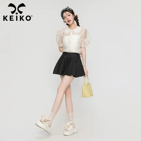 朦胧繁星纱娃娃领衬衫女2023夏季微透薄款雪纺上衣宽松防晒娃娃衫图片