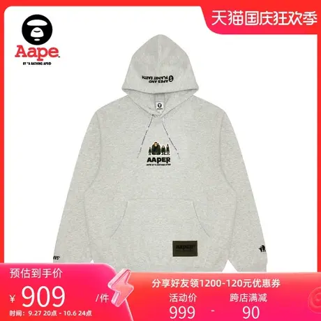 Aape旗舰店男装秋冬猿人军团徽章字母刺绣薄绒连帽卫衣A343XAL图片