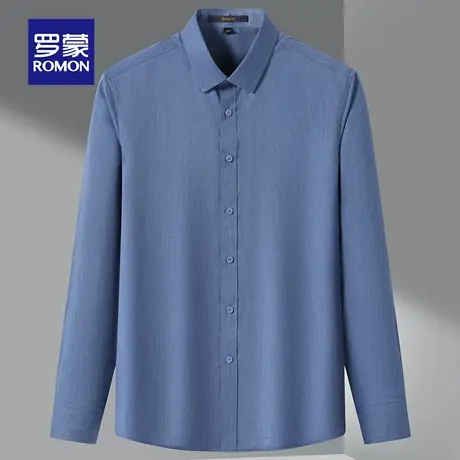 罗蒙商务休闲百搭长袖衬衫男2025秋季新款时尚翻领工装职业衬衣男商品大图