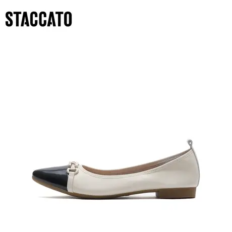 思加图新款尖头小香风通勤平底鞋小皮鞋女单鞋子C8925CQ2商品大图