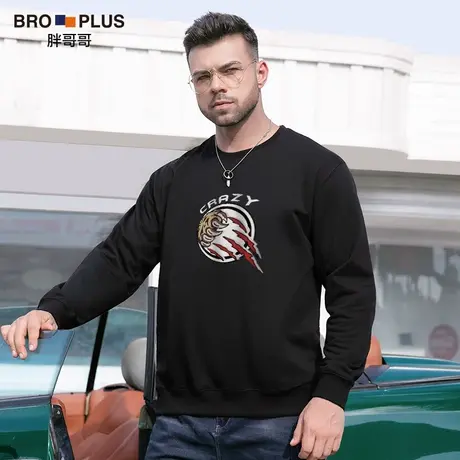 胖哥哥秋季男士卫衣大码重磅套头圆领上衣宽松胖子肥佬外穿打底衫商品大图