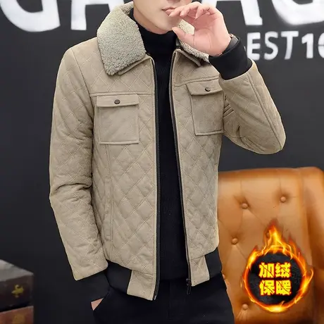 工装男士冬天保暖外套韩版潮流帅气新款加绒加厚社会小伙毛领夹克商品大图