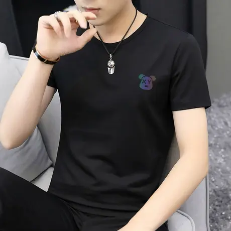 莫代尔男士短袖t恤夏季潮牌潮流ins冰丝冰感半袖圆领上衣服体恤衫商品大图