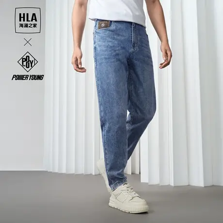 HLA/海澜之家POWER YOUNG系列牛仔裤24春夏新凉感绣花九分裤男图片