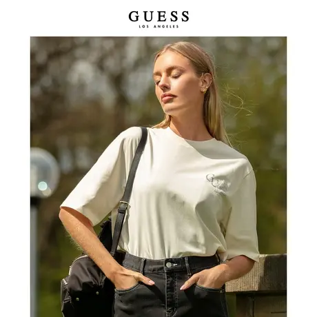 【38上新季】GUESS男女同款宽松舒适压胶印花logo休闲短袖T恤图片