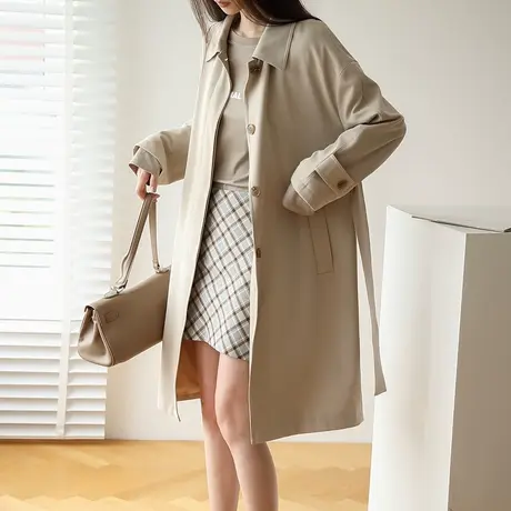 【清仓仅需119元】中长款风衣女长款过膝流行宽松气质英伦风外套图片