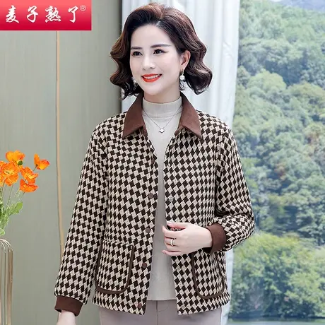 妈妈秋装短款外套2023新款中年女春秋时尚洋气夹克中老年薄款上衣商品大图
