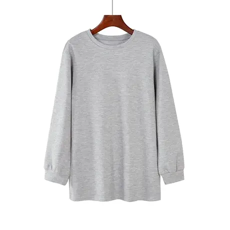 2023新款纯白圆领早春下衣失踪宽松长袖体恤上衣卫衣马卡龙休闲女商品大图