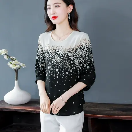 短袖雪纺衫女2023年夏季新款遮肚子上衣女设计感宽松显瘦洋气小衫商品大图