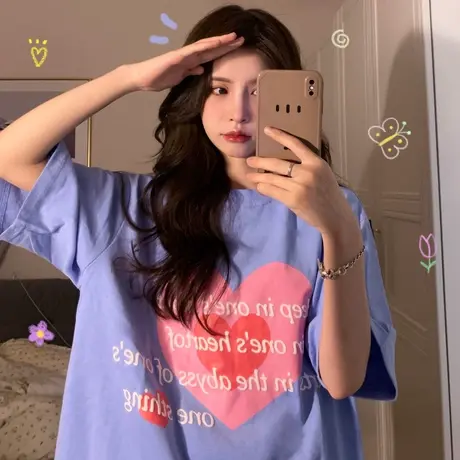 日系短袖t恤女夏季设计感小众宽松韩版ins潮原宿风chic港味上衣服商品大图