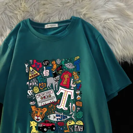 ins超火中长款上衣2024年新款女装百搭欧货夏季下衣失踪短袖t恤女图片