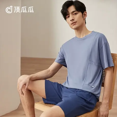 顶瓜瓜睡衣男士夏季纯棉短袖短裤家居服薄款夏款大码套装男款夏天商品大图