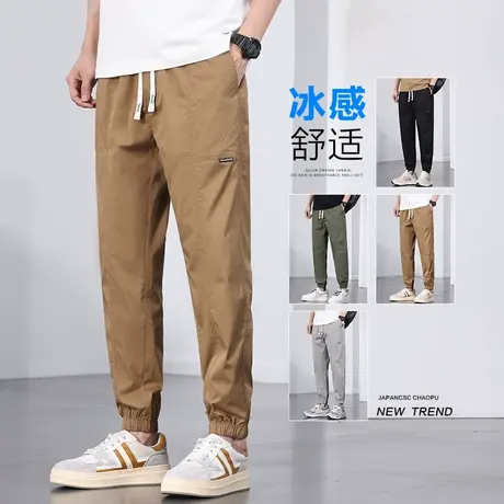 夏天宽松男生束脚裤夏季薄款男士九分休闲裤运动裤加肥加大码哈伦商品大图