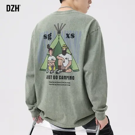 DZH男士打底衫长袖t恤男纯棉春秋款上衣潮牌衣服卫衣男款春季体恤商品大图