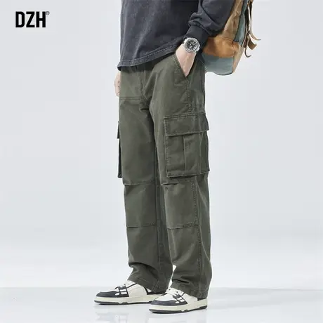 男士直筒裤军绿色工装裤男美式裤子男款秋季2023新款纯棉休闲长裤图片