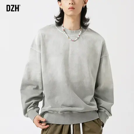 男士重磅卫衣男春秋款圆领潮牌男装2023新款渐变情侣长袖上衣男款商品大图