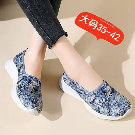 老北京布鞋女春季妈妈鞋41大码42宽胖脚老人休闲鞋一脚蹬懒人单鞋图片