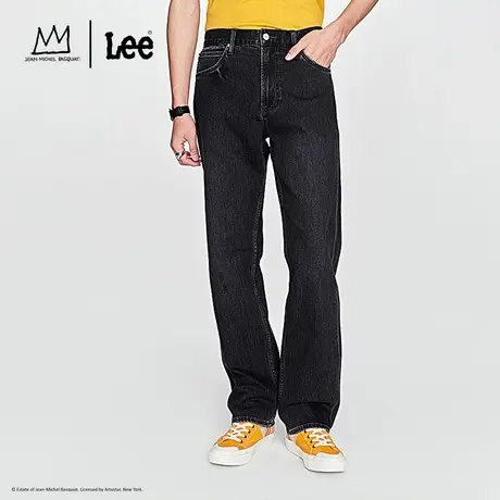 【Basquiat联名】Lee24春季新品753舒适中腰直脚黑灰色男牛仔裤潮图片
