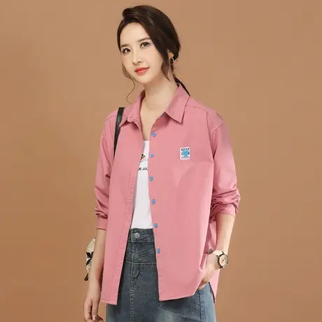 韩潮袭人洋气休闲粉色长袖衬衣2024春新款女士衬衫设计感小众图片