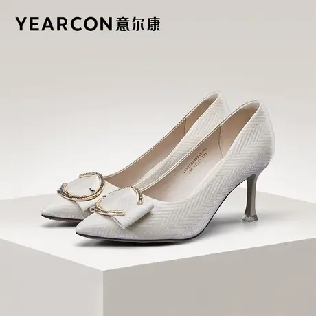 意尔康女鞋春秋女士细跟单鞋浅口尖头高跟鞋气质职业工作鞋配裙子商品大图